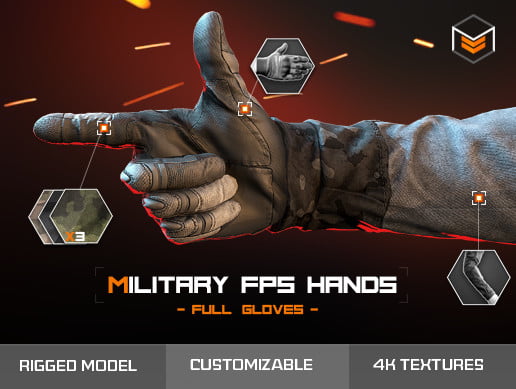 Unity Asset Military FPS Hands Full gloves free download