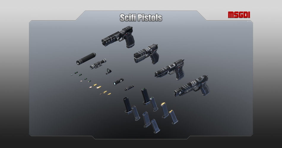 Unity Asset Scifi Pistols free download