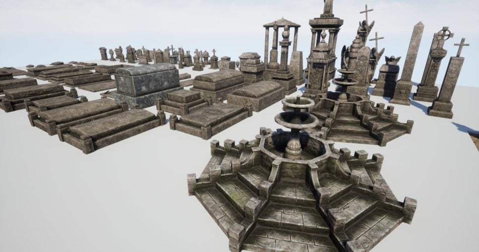Unity Asset Cemetery Props free download