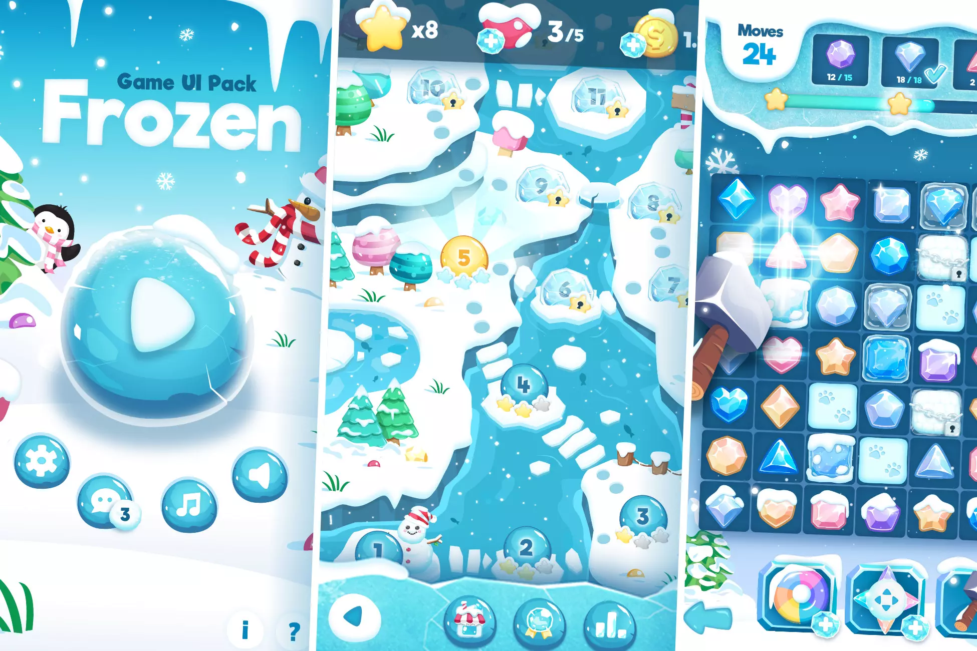 Unity Asset Frozen GUI Pack free download