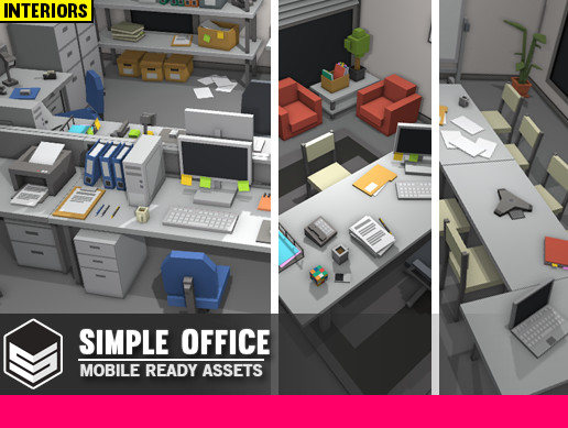 Simple Office Interiors - Cartoon assets
